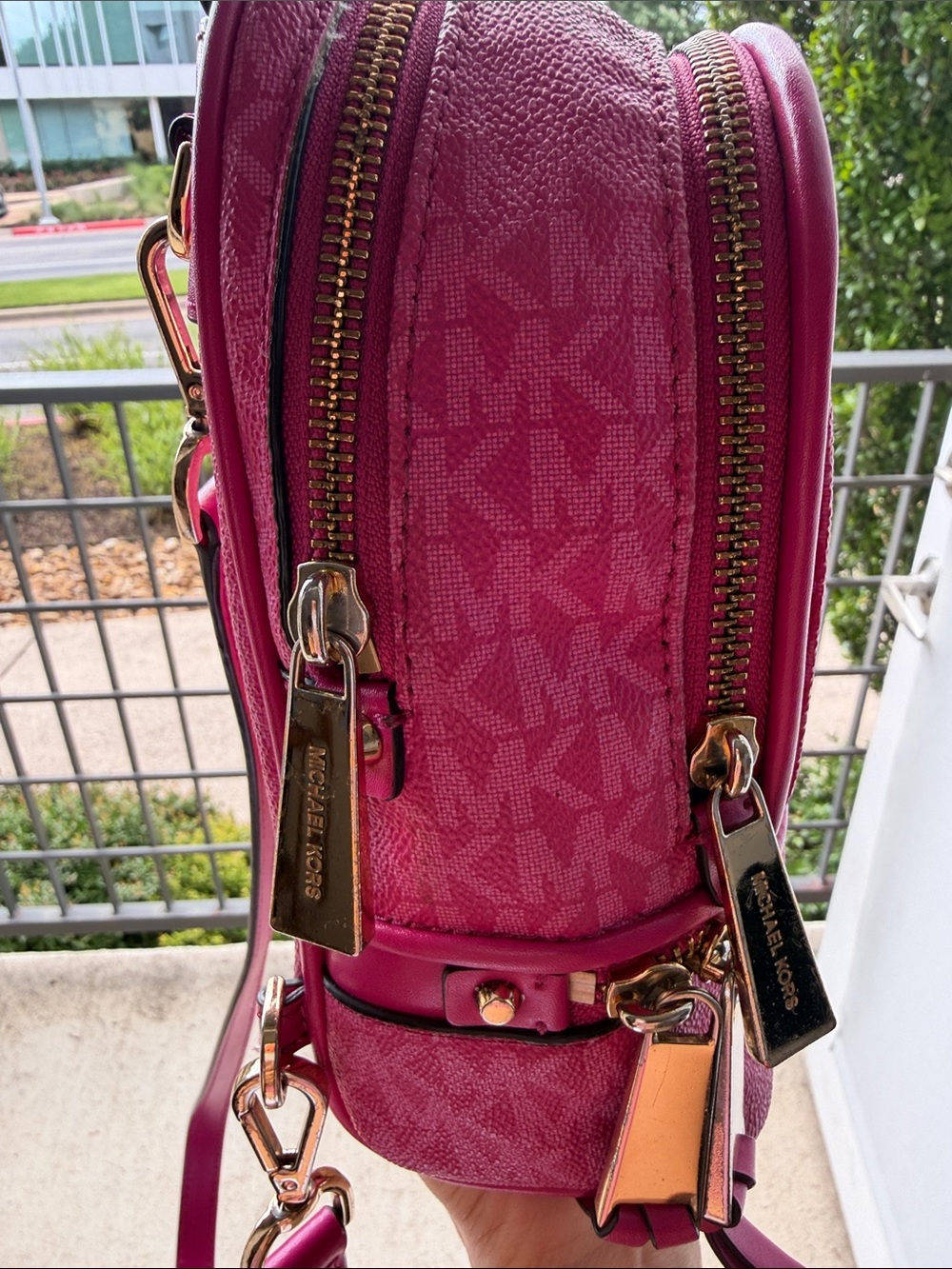 Michael Kors Raspberry Pink Mini Backpack with Gold Hardware - Picture 3 of 4